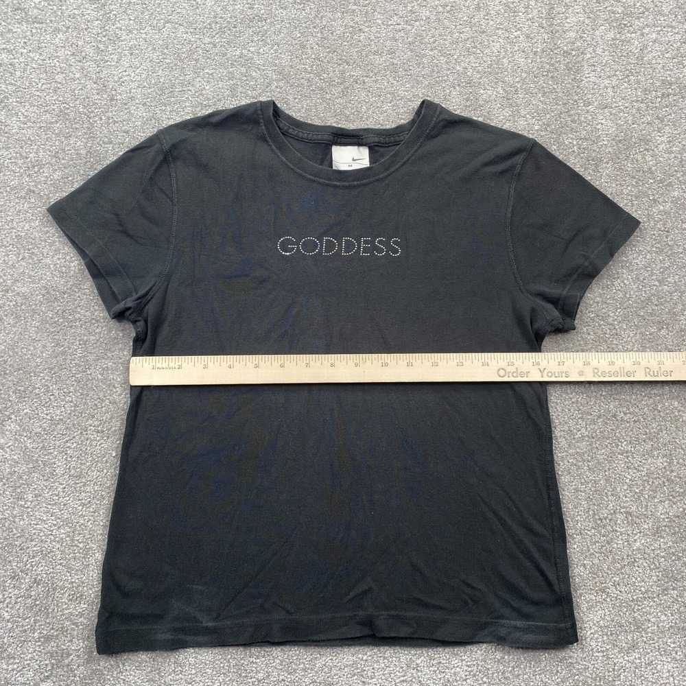 VTG Nike Goddess‎ Logo Crew Neck T-Shirt Short Sleeves Women's Size M Black - Picture 8 of 13